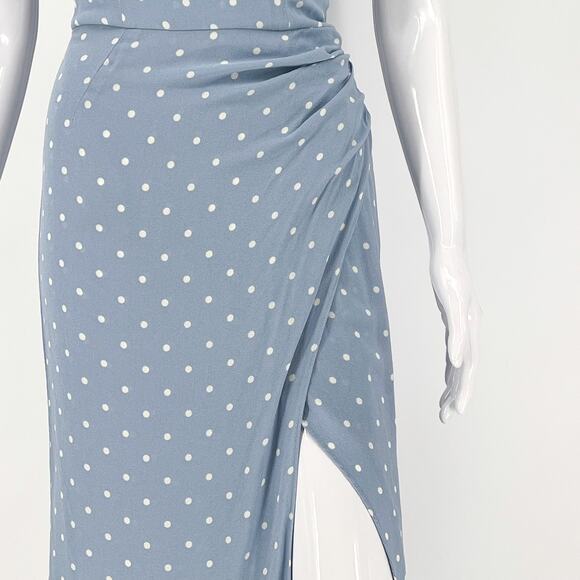 Reformation Kourtney Midi Dress Women’s Size 4 Dewdrop Polka Dot Ruched Slit - Picture 3 of 8